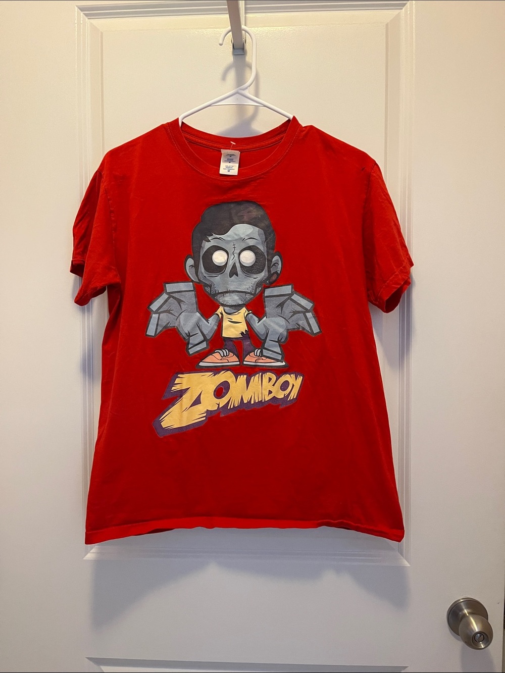 (NWT) Gildan Red Short-Sleeve Tee with Zomboy Character and Yellow Logo